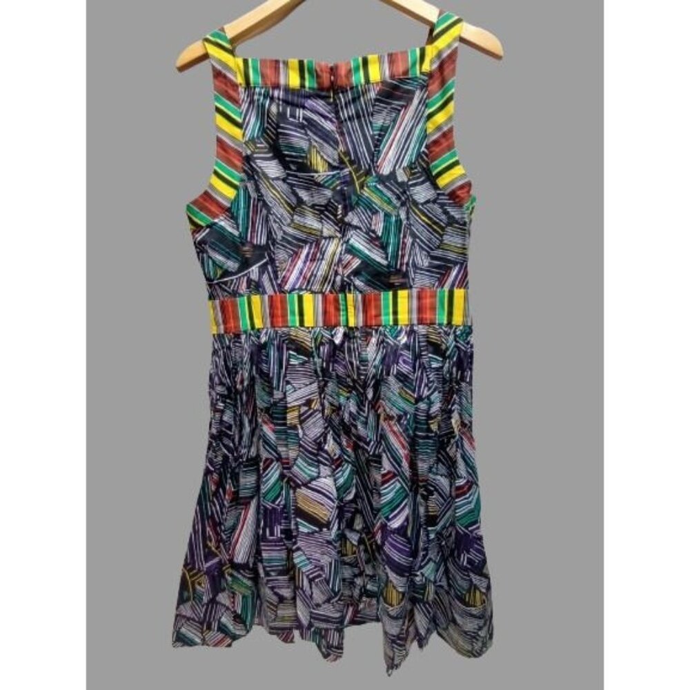 Duro Olowu for JCP Sleeveless Sundress Size 12 Multicolor Square Neck Back Zip